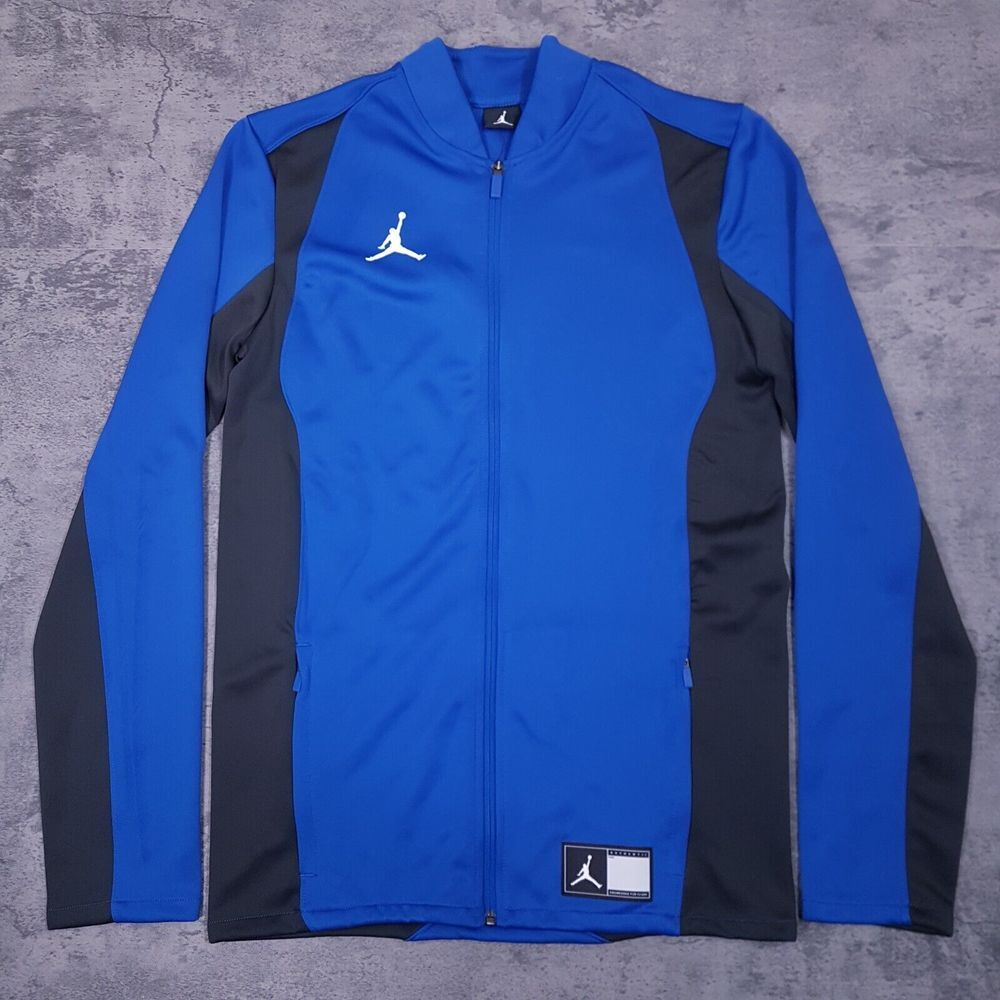 NIKE Air Jordan Flight Knit‎ Full Zip Warmup Jacket Mens SMALL TALL Blue